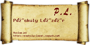 Páskuly Lázár névjegykártya